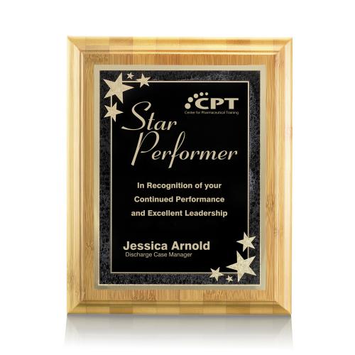 Recognition Awards - Sustainable Awards - Bamboo/Starburst Plaque - Black