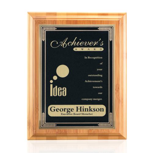 Recognition Awards - Sustainable Awards - Bamboo/Cardinal Plaque - Black