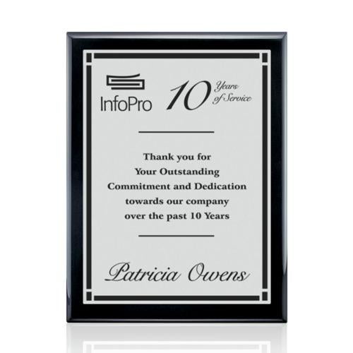 Plaque Awards - Retirement Plaques - Oakleigh/Everett - Black/Satin Silver