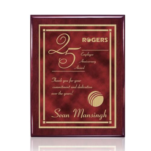 Plaque Awards - Retirement Plaques - Oakleigh/Contempo Plaque - Rosewood/Red 