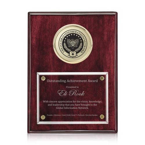 Plaque Awards - Retirement Plaques - Jansenn Plaque - Rosewood/Gold