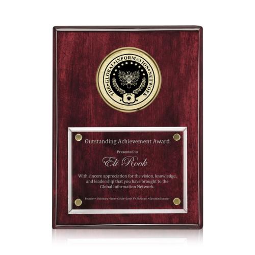 Plaque Awards - Retirement Plaques - Jansenn Plaque - Rosewood/Gold