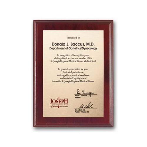 Plaque Awards - Full Color Plaques - Etch/Colorfill Plaq - Mahogany