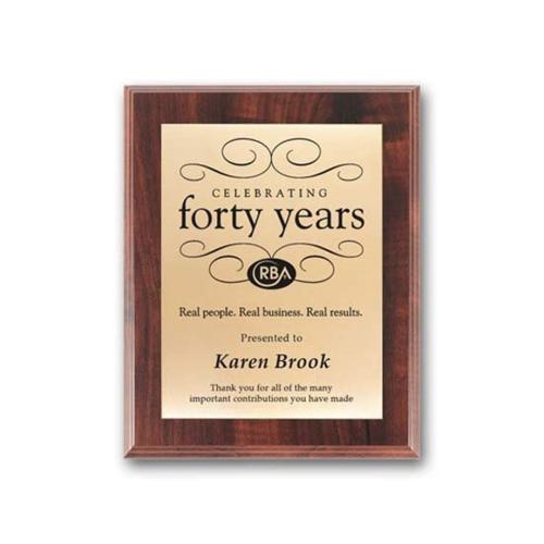 Plaque Awards - Full Color Plaques - Screenprint Brass - Walnut Finish    