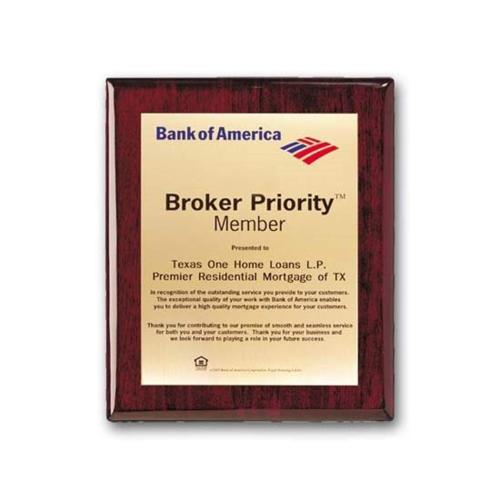 Plaque Awards - Full Color Plaques - Screenprint Brass - Rosewood     