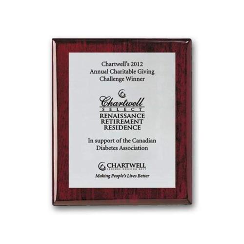 Plaque Awards - Full Color Plaques - Screenprint Aluminum - Rosewood     