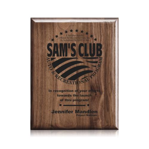 Plaque Awards - Premium Plaques - Laser Engraved Plaq - Walnut Piano Finish