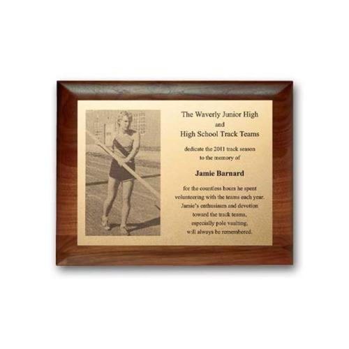 Plaque Awards - Photo Plaques - Metal Photo Plaq - Walnut Rolled Edge