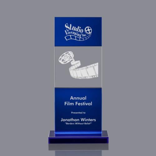 Recognition Awards - Crystal Awards - Basilia 3D Award - Blue