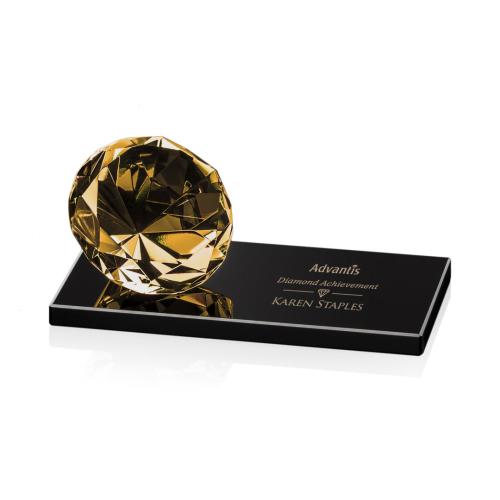Recognition Awards - Crystal Awards - Gemstone Award on Black - Amber