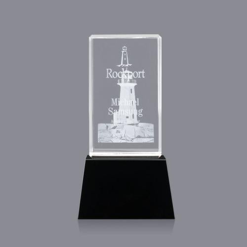 Recognition Awards - Crystal Awards - Robson 3D Award on Base - Black
