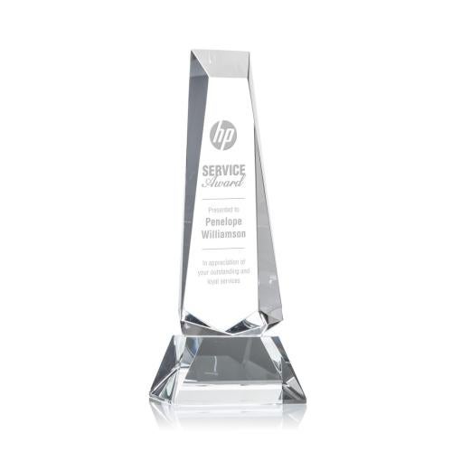 Recognition Awards - Crystal Awards - Rustern Obelisk Award on Base - Clear