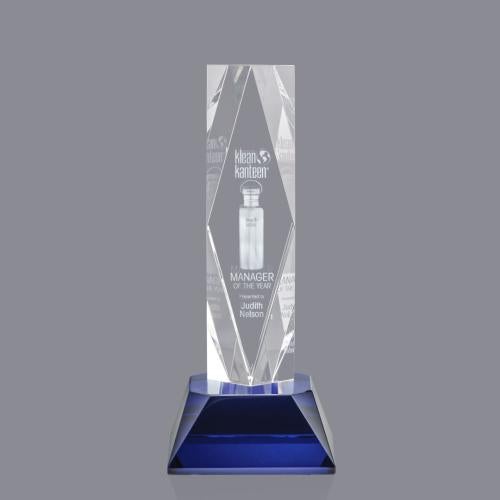 Recognition Awards - Crystal Awards - President 3D Award on Base - Blue 