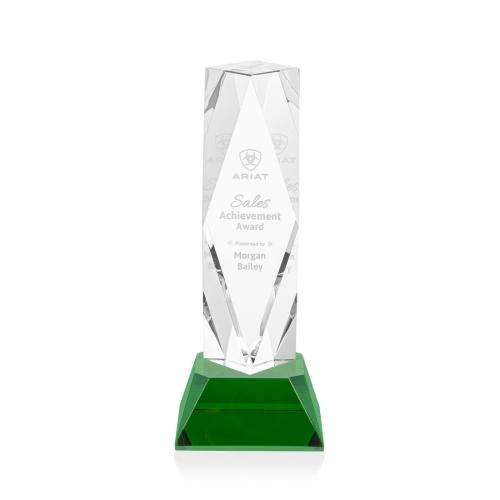 Recognition Awards - Crystal Awards - President Award on Base - Green 