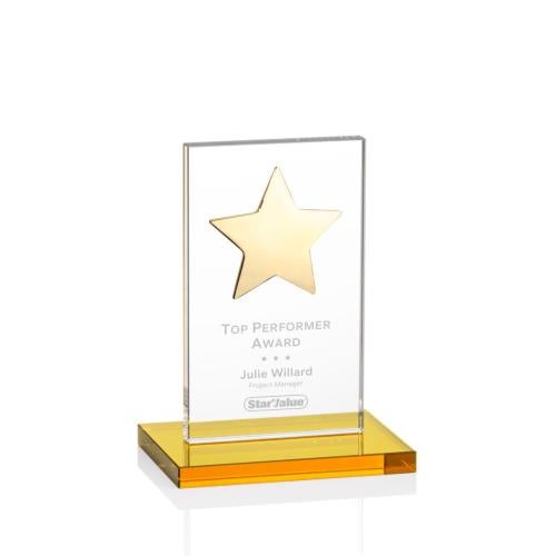Recognition Awards - Crystal Awards - Dallas Star Award - Amber/Gold