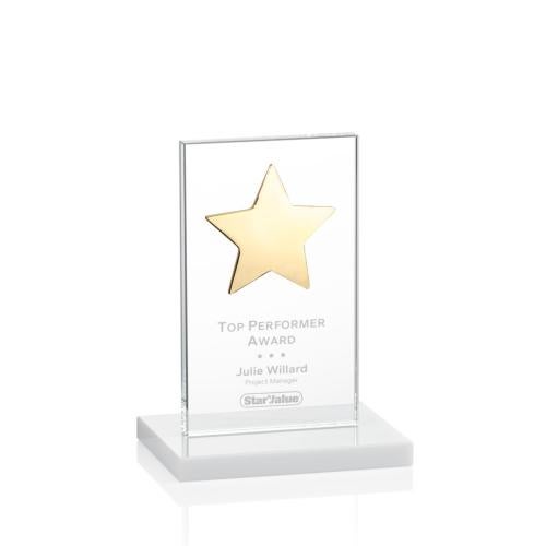 Recognition Awards - Crystal Awards - Dallas Star Award - White/Gold