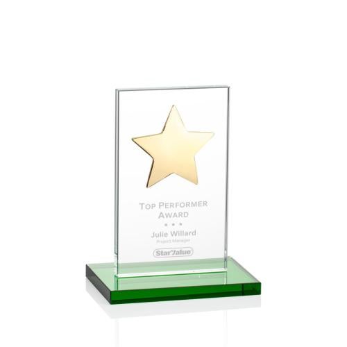 Recognition Awards - Crystal Awards - Dallas Star Award - Green/Gold 