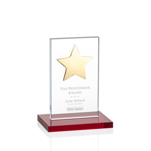 Recognition Awards - Crystal Awards - Dallas Star Award - Red/Gold 