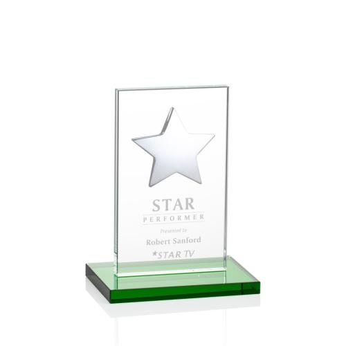 Recognition Awards - Crystal Awards - Dallas Star Award - Green/Silver