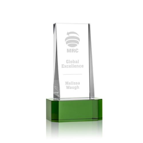 Recognition Awards - Crystal Awards - Milnerton Award on Base - Green