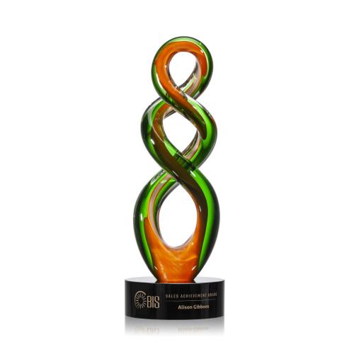 Recognition Awards - Glass Awards - Art Glass Awards - Highlander Award - Black
