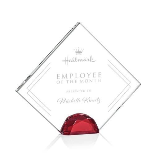 Recognition Awards - Crystal Awards - Deerfield Award - Red 