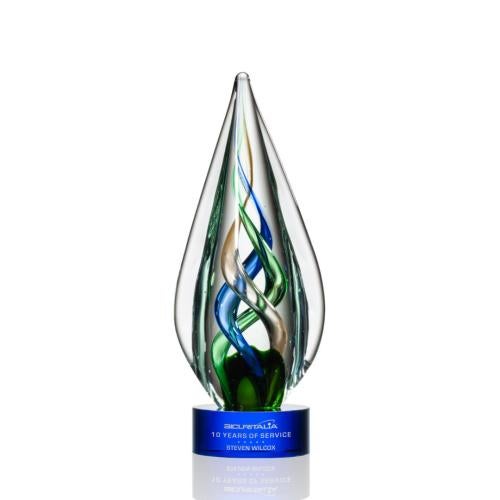 Recognition Awards - Glass Awards - Art Glass Awards - Mulino Award - Blue 