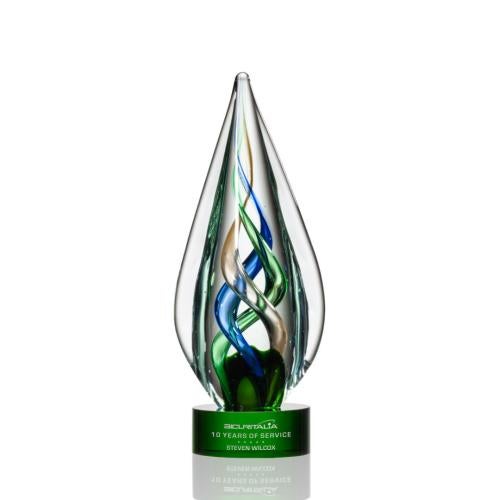 Recognition Awards - Glass Awards - Art Glass Awards - Mulino Award - Green 
