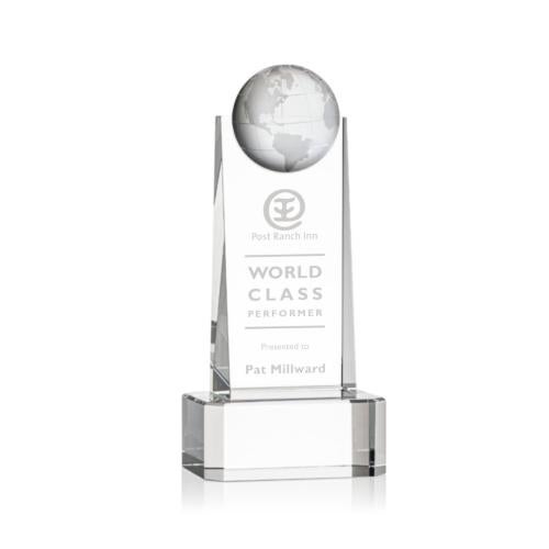 Recognition Awards - Crystal Awards - Sherbourne Globe Award on Base - Clear