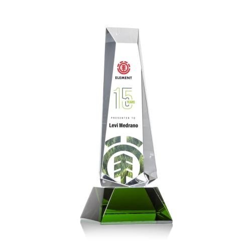 Recognition Awards - Crystal Awards - Rustern Obelisk VividPrint™ Award on Base - Green