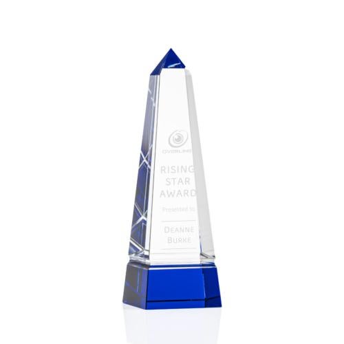 Recognition Awards - Crystal Awards - Groove Obelisk Award - Blue 
