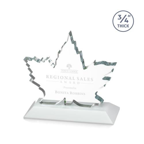 Recognition Awards - Crystal Awards - Maple Leaf Award - White