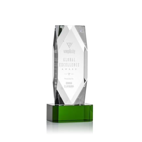 Recognition Awards - Crystal Awards - Delta Award on Base -  Green