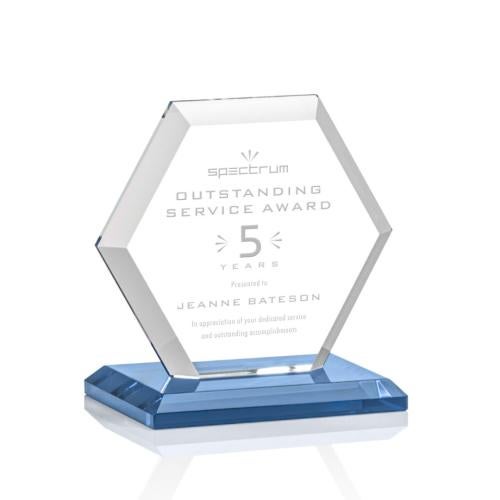 Recognition Awards - Crystal Awards - Barnett Award - Sky Blue