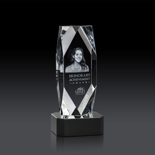 Delta 3D Award on Base - Black Recognition Awards - Crystal Awards - Delta 3D Award on Base - Black