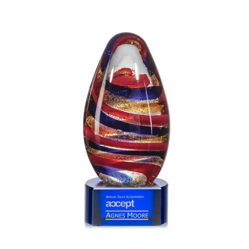 Recognition Awards - Glass Awards - Art Glass Awards - Zenith Award on Paragon Base - Blue
