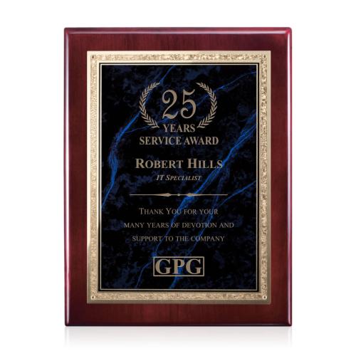 Plaque Awards - Premium Plaques - Gemstone Rosewood Plaque - Rosewood/Lapis