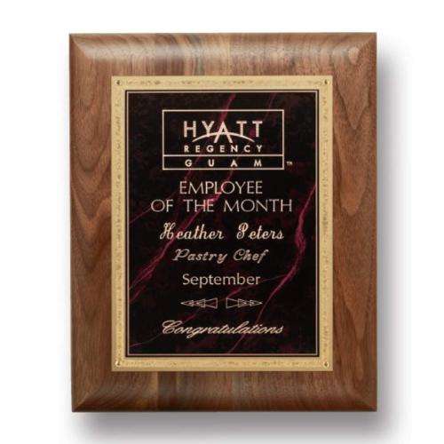 Plaque Awards - Premium Plaques - Gemstone Walnut Plaque - Walnut/Garnetine