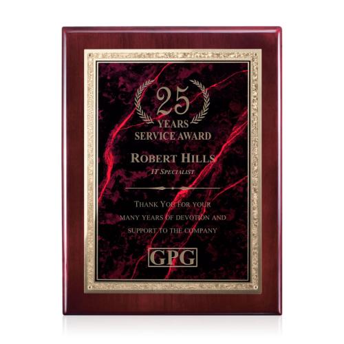 Plaque Awards - Premium Plaques - Gemstone Rosewood Plaque - Rosewood/Garnetine