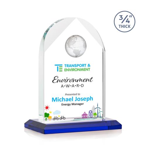 Recognition Awards - Crystal Awards - Blake Globe VividPrint™ Award - Blue