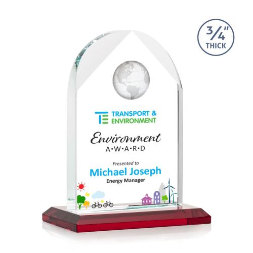 Recognition Awards - Crystal Awards - Blake Globe VividPrint™ Award - Red