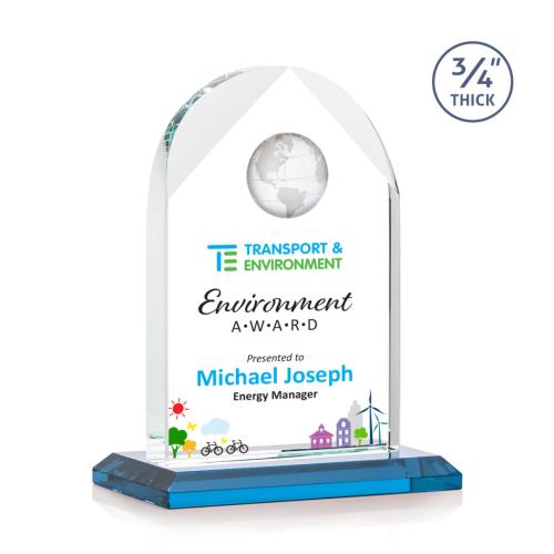Recognition Awards - Crystal Awards - Blake Globe VividPrint™ Award - Sky Blue