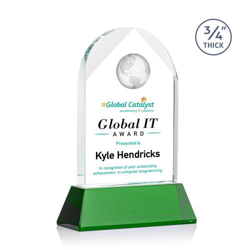 Recognition Awards - Crystal Awards - Blake Globe VividPrint&trade; Award on Newhaven - Green