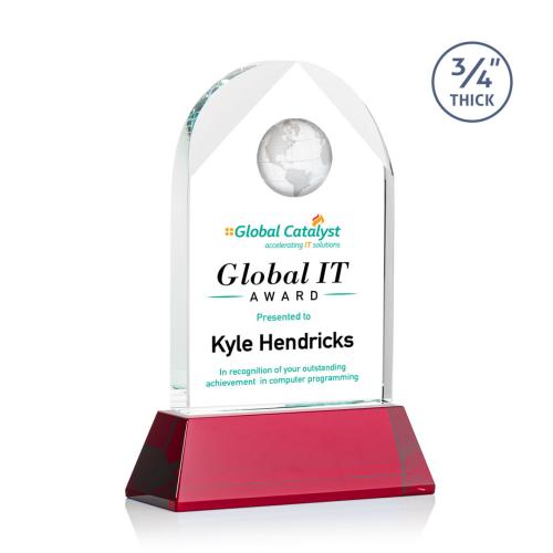 Recognition Awards - Crystal Awards - Blake Globe VividPrint™ Award on Newhaven - Red