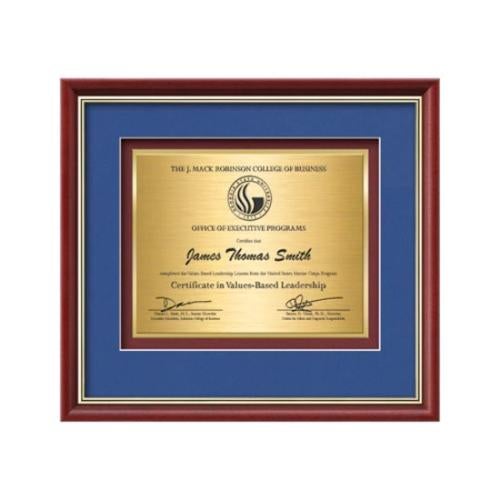 Plaque Awards - Framed Awards & Plaques - Baron Certificate TexEtch - Mahogany/Gold
