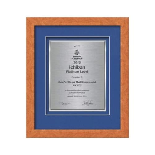 Plaque Awards - Framed Awards & Plaques - Eldridge Certificate TexEtch - Light Walnut