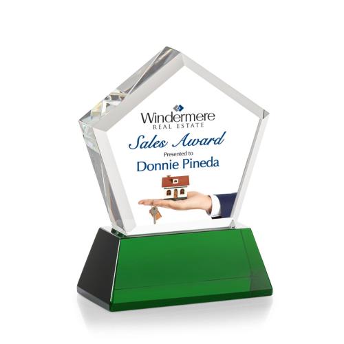 Recognition Awards - Crystal Awards - Genosee VividPrint™ Award on Base - Green