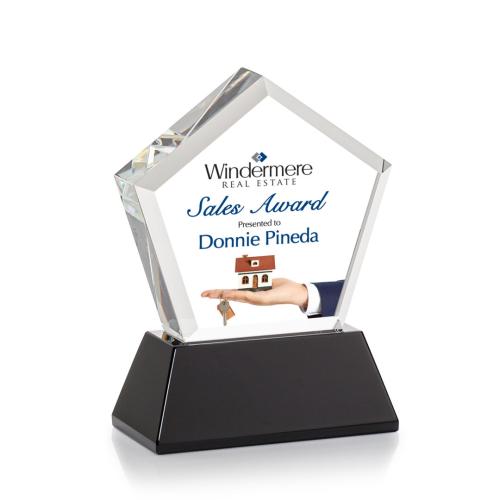 Recognition Awards - Crystal Awards - Genosee VividPrint™ Award on Base - Black
