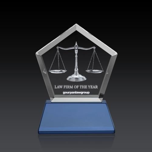 Recognition Awards - Crystal Awards - Genosee on Base (3D) - Sky Blue
