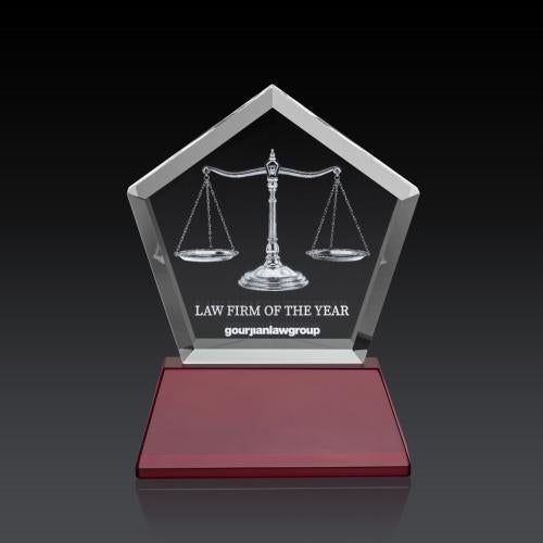 Recognition Awards - Crystal Awards - Genosee on Base (3D) - Red